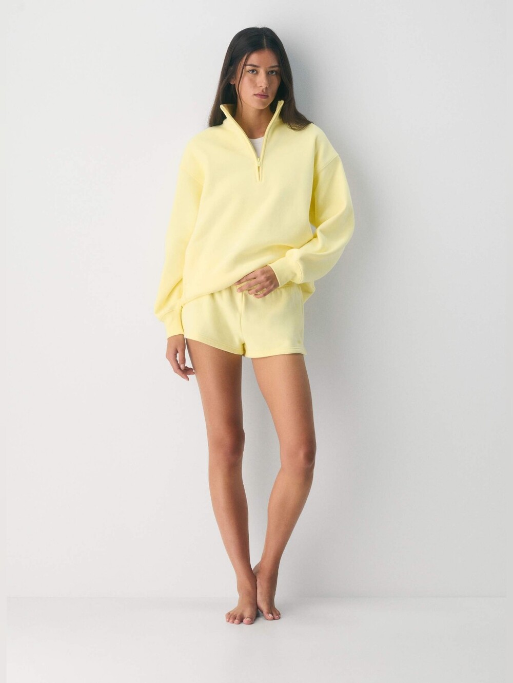aritzia cozy sweatfleece boyfriend 1/2 zip Lemonade